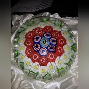 Large Glass Baccarat Millefiori Paper Weight